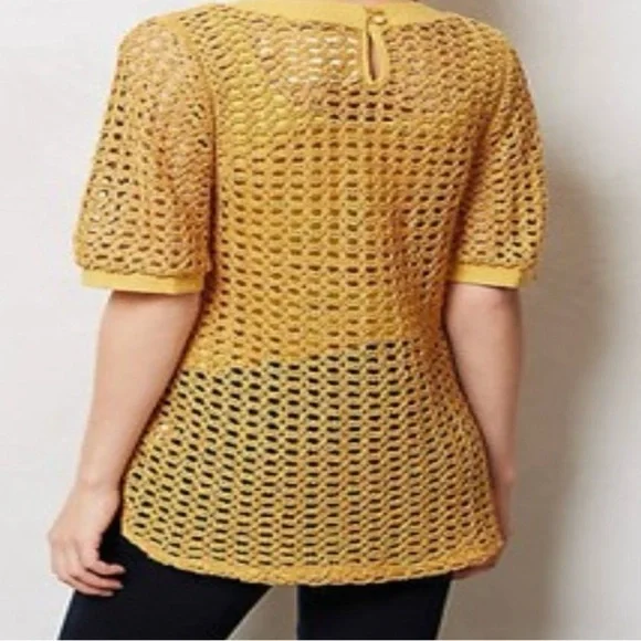 Anthropologie Angel Of The North Senoia Knit Crochet Short Sleeve Tunic top. - Picture 2 of 9